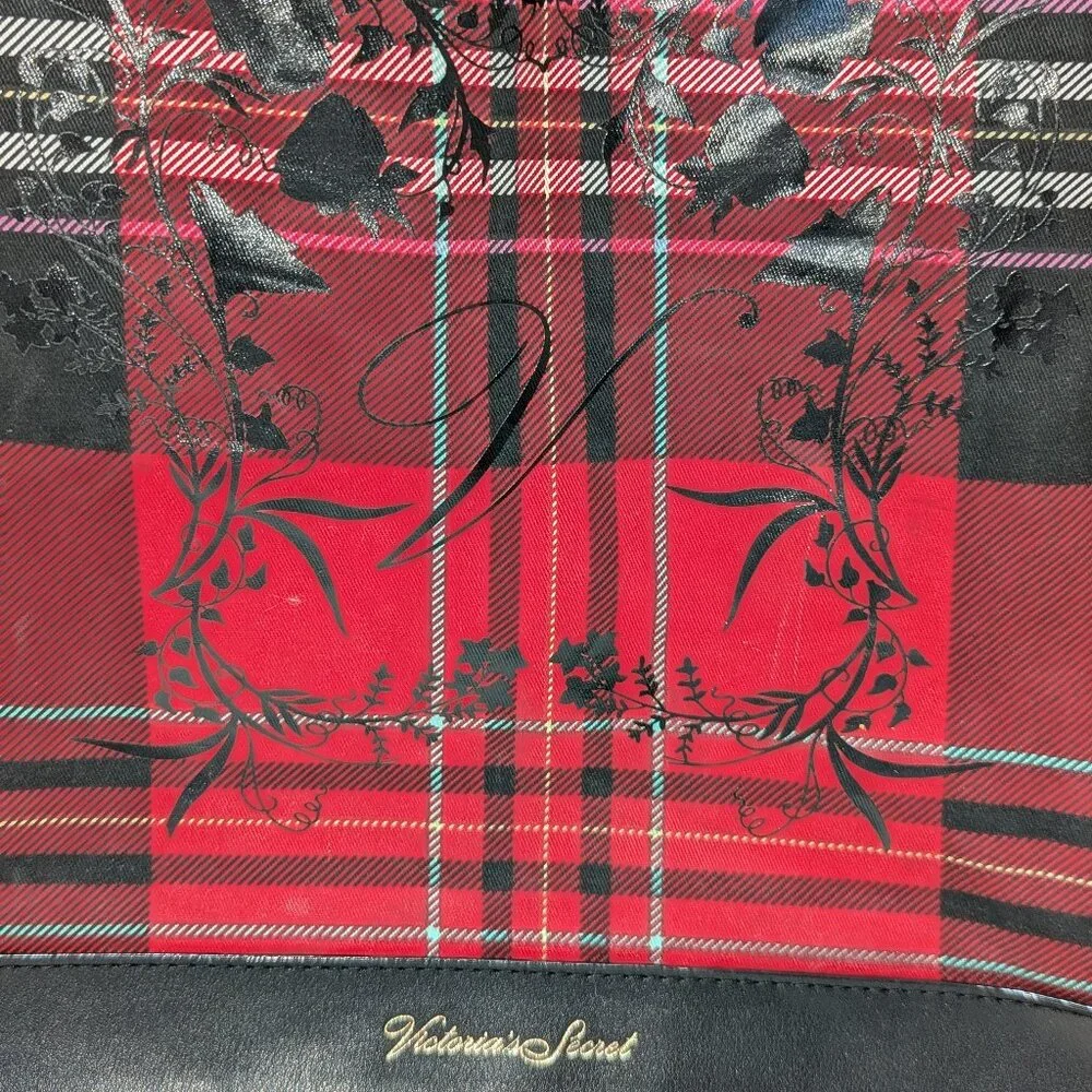 Victoria's Secret limited edition plaid floral tote. EUC! - Picture 2 of 5